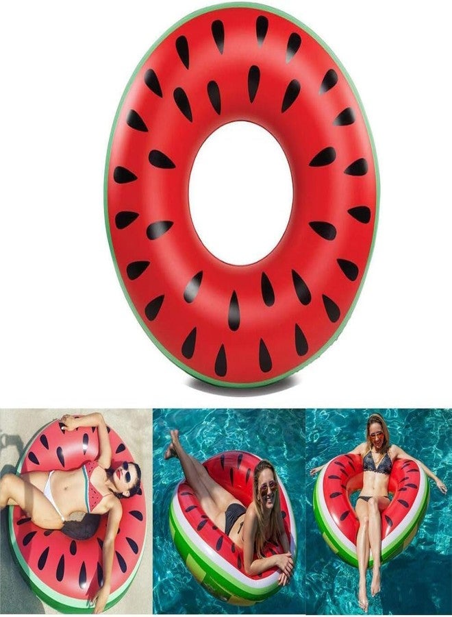 FALONG Pool Supply Giant 4 Foot Inflatable Watermelon Pool Ring Tube Float - Fun Kids Swim Party Toy - Summer Lounge Raft - Image 3